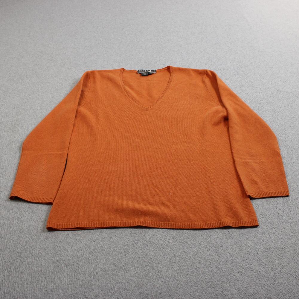 Mark Shale Cashmere Sweater Women Medium Orange V Neck Lightweight Quiet Luxury